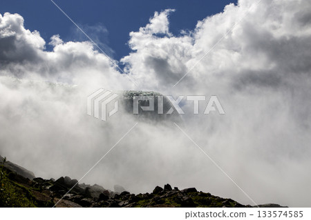 Looking Up at Niagara Falls With Mist and Clouds Looking Up at Niagara Falls With Mist and Clouds 133574585