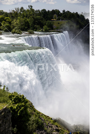 Majestic Niagara Falls Cascading Under a Bright Blue Sky Majestic Niagara Falls Cascading Under a Bright Blue Sky 133574586