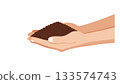 Simple illustration of hands holding earth to express planting care sustainability and natural life cycle 133574743