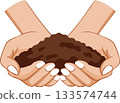 Two hands gently holding rich brown soil symbol of care for nature growth 133574744