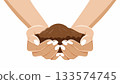 Close up of human hands offering fertile earth for gardening farming and new life to grow 133574745