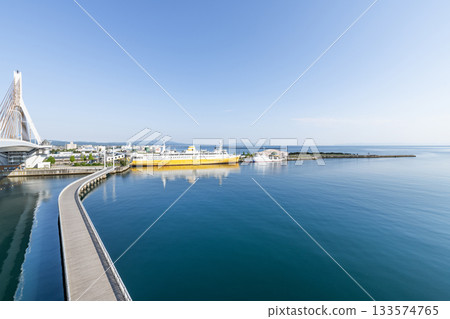 Aomori City, Aomori Prefecture: The Seikan Ferry Hakkoda Maru and the surrounding cityscape on a clear day Aomori City, Aomori Prefecture: The Seikan Ferry Hakkoda Maru and the surrounding cityscape on a clear day 133574765