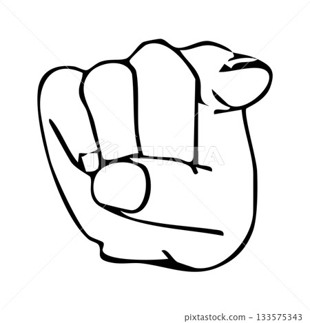 Hand gesture pointing here | Caution, guidance, line drawing icon Hand gesture pointing here | Caution, guidance, line drawing icon 133575343