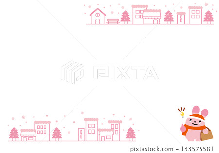 Inspired shopping rabbit and winter cityscape frame 133575581