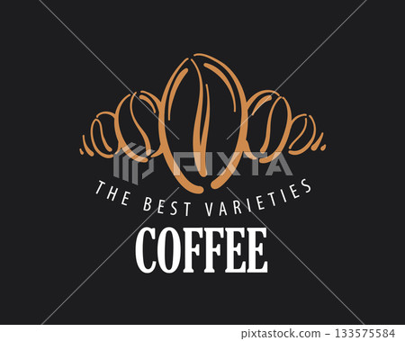 Vector logo of natural coffee beans, hand-drawn 133575584