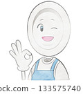 Plate character wearing an apron (OK, bright wink) 133575740