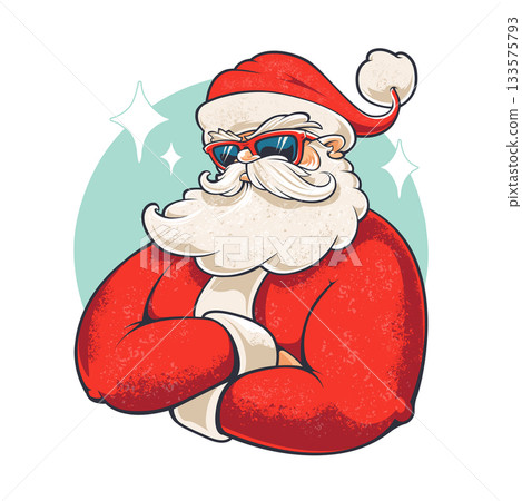 Cool Tough Santa Claus With Sunglasses 133575793