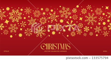 Gold Snowflakes Horizontal Seamless Ornament Gold Snowflakes Horizontal Seamless Ornament 133575794