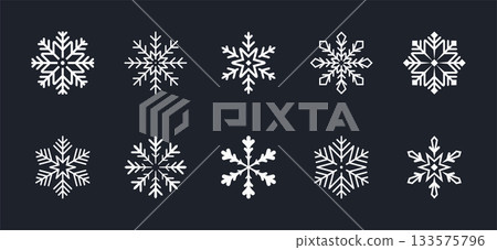Geometric Vector Snowflakes Set Geometric Vector Snowflakes Set 133575796