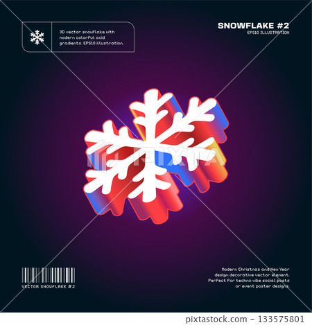3D Vector Snowflake With Modern Gradients 3D Vector Snowflake With Modern Gradients 133575801