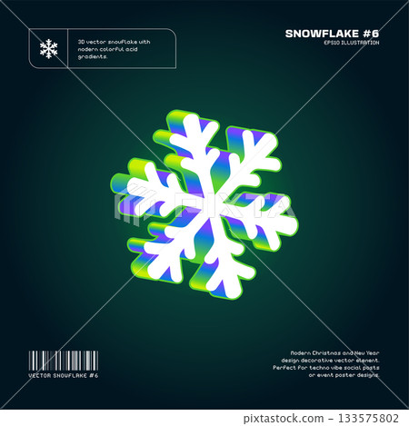 3D Vector Snowflake With Modern Gradients 3D Vector Snowflake With Modern Gradients 133575802