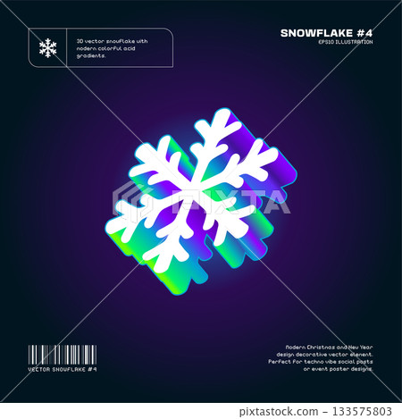 3D Vector Snowflake With Modern Gradients 133575803