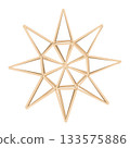 Christmas straw star or sun decoration element. Ukrainian and Scandinavian himmeli hanging straw holiday decoration. Vector isolated illustration 133575886