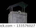 Curious Owl Peering from Chimney at Night 133576027