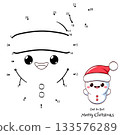 Connect The Dots and Draw Cute Snowman. Dot to dot puzzle - cartoon snowman in hat and scarf. Merry Christmas. Educational Game for Kids. Drawing for Preschool children. Vector Illustration EPS8 133576289