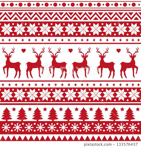 Seamless Scandinavian pattern for Christmas and New Year for winter hat, ugly sweater, jumper, paper or other designs. 133576437