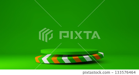 Happy St Patrick Day podium stage stand with round green platforms, vector product display. Patrick Day Irish holiday podium in studio showroom, floating or levitating stage for display background Happy St Patrick Day podium stage stand with round green platforms, vector product display. Patrick Day Irish holiday podium in studio showroom, floating or levitating stage for display background 133576464