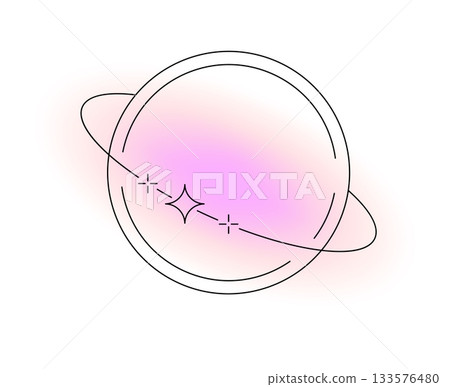 Aesthetic space planet shape, element or figure. Vintage aesthetic frame, graphic vector design element. Minimal Boho shape or border with planet orbit ring, star and pink glow neon effect Aesthetic space planet shape, element or figure. Vintage aesthetic frame, graphic vector design element. Minimal Boho shape or border with planet orbit ring, star and pink glow neon effect 133576480