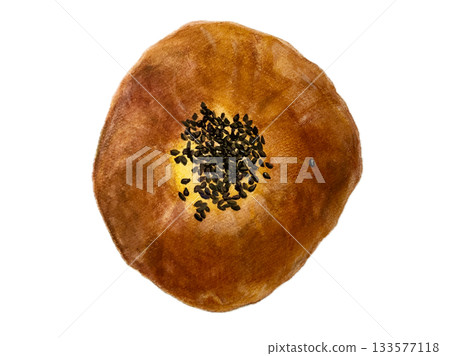 Anpan (bean paste bun) drawn with watercolor pencils 133577118