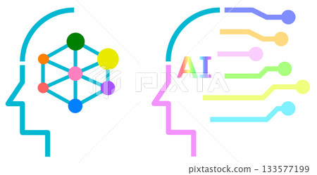 一個高性能電子大腦的圖標，它利用人工智慧（AI）高速處理數據。 133577199