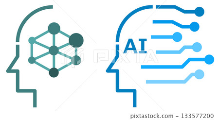 一個高性能電子大腦的圖標，它利用人工智慧（AI）高速處理數據。 133577200