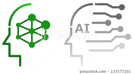一個高性能電子大腦的圖標，它利用人工智慧（AI）高速處理數據。 133577201