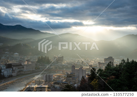 Gero Onsen, Gifu Prefecture: A view of the hot spring town from a hilltop 133577250