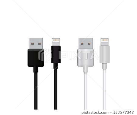 Realistic Smart Phone Lightning Charger Cable Mockup 133577347