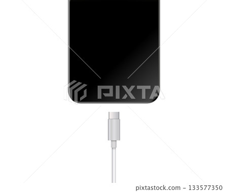 3D Smartphone with Charger Cable Vector Illustration	 133577350
