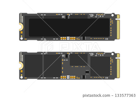 High-speed solid-state drive NVMe M.2 PCI-Express vector illustration 133577363