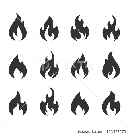 Set of fire flames vector icons stock illustration 133577373