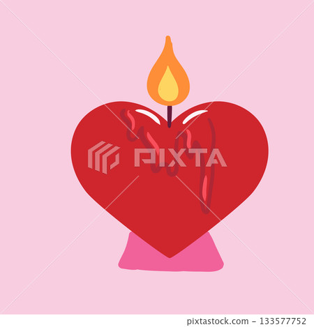 Valentine s Day romantic illustration. Vector illustration with cute red melted candle 133577752