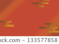 Red background with gold waves and clouds 133577858