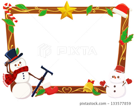 Illustration frame of snowmen celebrating Christmas 1/6 Illustration frame of snowmen celebrating Christmas 1/6 133577859