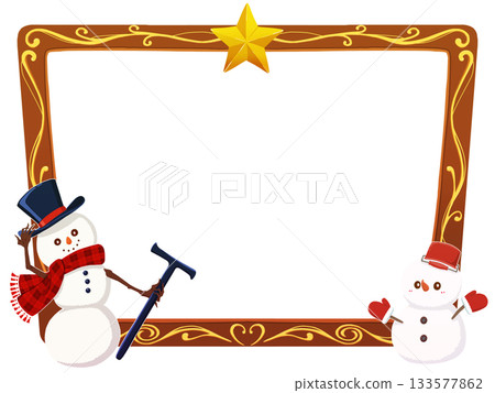 插圖第 3/6 幀，描繪了慶祝聖誕節的雪人 133577862