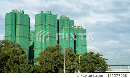 Wang Fuk Court in Tai Po, under reconstruction and covered with traditional bamboo scaffolding, is where a major blaze on November in hong kong Wang Fuk Court in Tai Po, under reconstruction and covered with traditional bamboo scaffolding, is where a major blaze on November in hong kong 133577968