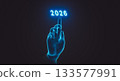 Futuristic Hologram Hand Pointing to illuminated year 2026. 3d rendering 133577991