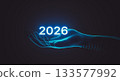 Futuristic Hologram Hand Holding illuminated year 2026. 3d rendering 133577992