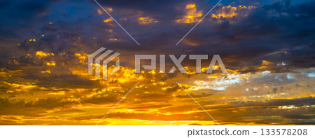 Beautiful sunset cloudscape in the evening. Natural background photography. 133578208