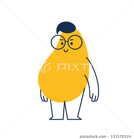 Vector illustration in trendy flat simple linear style, funny mascot in glasses, friendly sticker and badge for advertising, social media 133578524