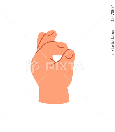 Baby s hand gesture sign on white background. Close-up hand showing okay, perfect, zero, well, good sign 133578654