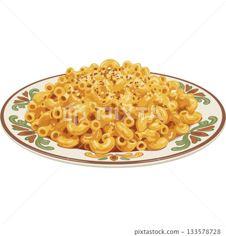 撒上香料的通心粉和起司向量圖標 133578728