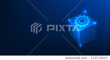 Blockchain Technology Background with Gear Circuit Box, Digital Transaction Processing, Secure Financial Operation, Decentralized Network System Concept Blockchain Technology Background with Gear Circuit Box, Digital Transaction Processing, Secure Financial Operation, Decentralized Network System Concept 133578815