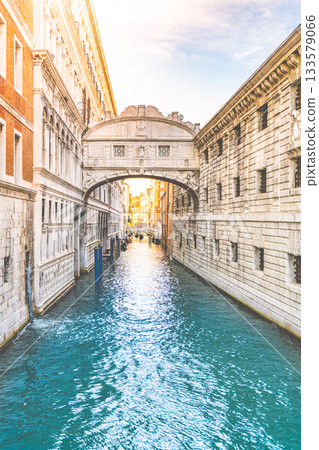 Bridge of Sighs, Italian: Ponte dei Sospiri. Small bridge made of white limestone over the Rio di Palazzo. Connects the New Prison and Doge's Palace Bridge of Sighs, Italian: Ponte dei Sospiri. Small bridge made of white limestone over the Rio di Palazzo. Connects the New Prison and Doge's Palace 133579066
