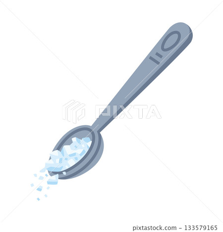 Salt in Metal Spoon Used in Culinary Vector Illustration 133579165