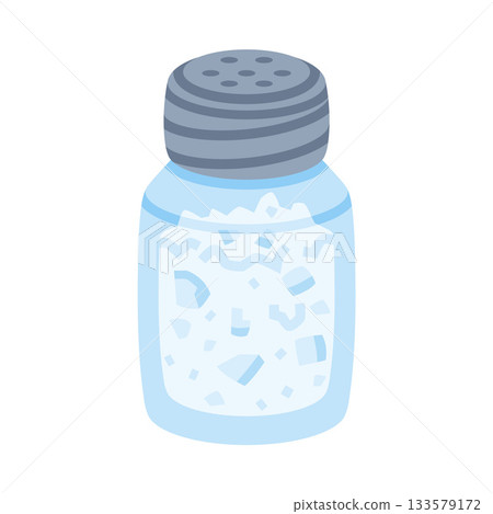 Salt in Glass Shaker Used in Culinary Vector Illustration 133579172