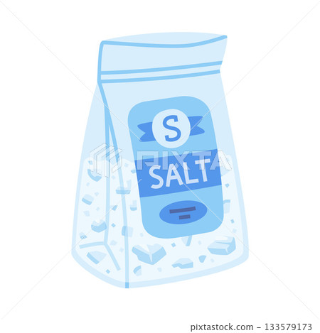 Sea Salt in Blue Package Used in Culinary Vector Illustration 133579173