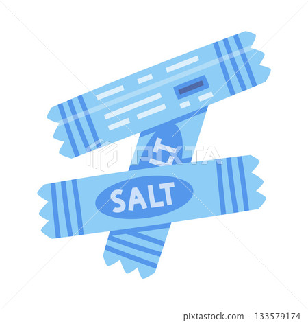 Sea Salt in Blue Portion Package Used in Culinary Vector Illustration 133579174