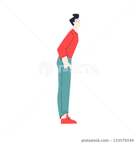 Young Man Character in Standing Pose Vector Illustration Young Man Character in Standing Pose Vector Illustration 133579194