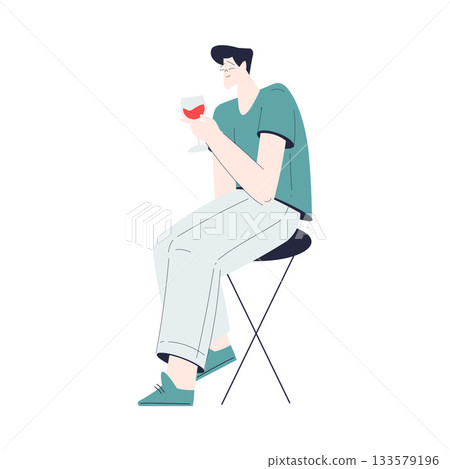 Man Character Drink Wine Hold Glass Vector Illustration Man Character Drink Wine Hold Glass Vector Illustration 133579196